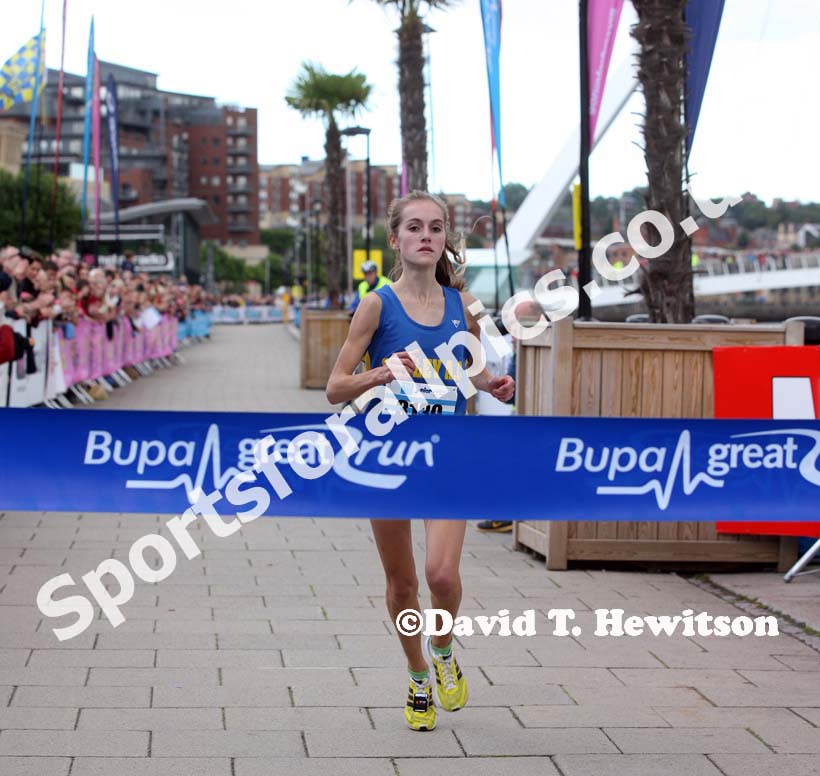 Lydia Turner wins the 15-16 age group in the BUPA  Great North Junior Great north Run .
